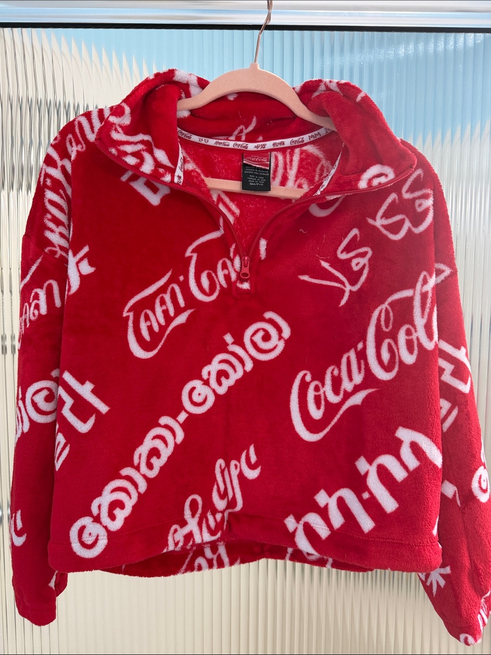 Coca-Cola Red Allover Logo Half-Zip Pullover